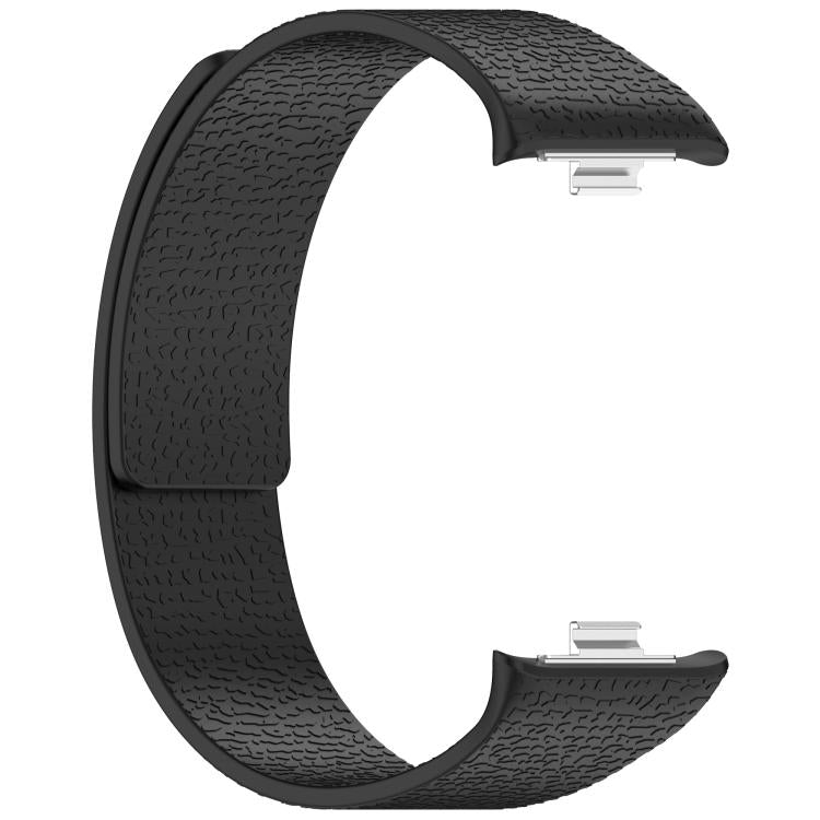 For Xiaomi Band 10 Pro / 9 Pro / Redmi Watch 6 Metal Plug Lychee Texture Soft Magnetic Silicone Watch Band