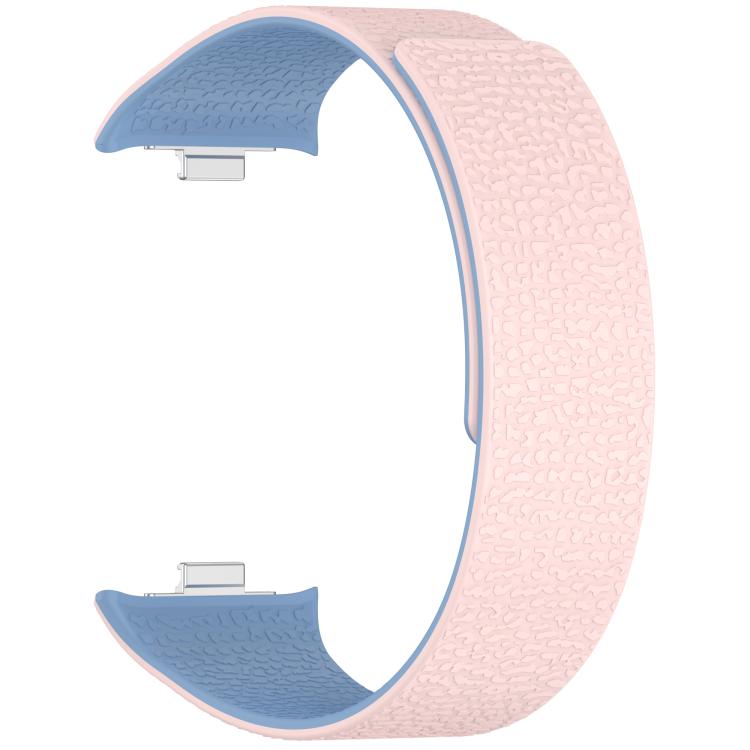 For Xiaomi Band 10 Pro / 9 Pro / Redmi Watch 6 Metal Plug Lychee Texture Soft Magnetic Silicone Watch Band