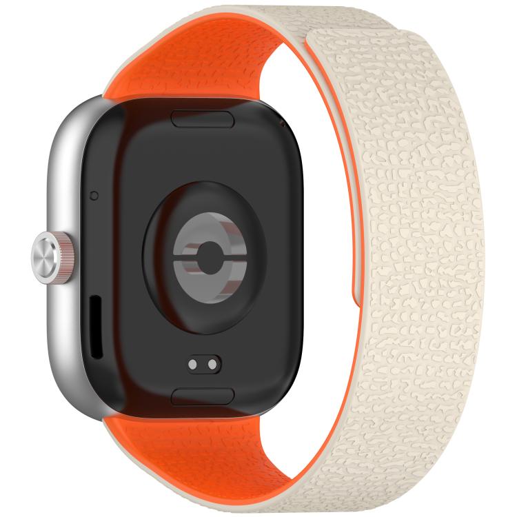 For Xiaomi Band 10 Pro / 9 Pro / Redmi Watch 6 Metal Plug Lychee Texture Soft Magnetic Silicone Watch Band