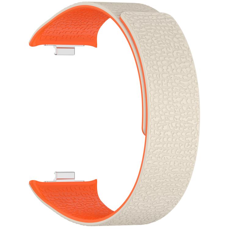 For Xiaomi Band 10 Pro / 9 Pro / Redmi Watch 6 Metal Plug Lychee Texture Soft Magnetic Silicone Watch Band