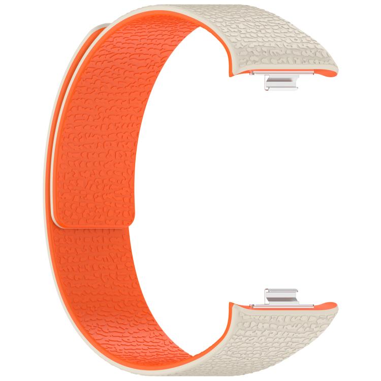 For Xiaomi Band 10 Pro / 9 Pro / Redmi Watch 6 Metal Plug Lychee Texture Soft Magnetic Silicone Watch Band