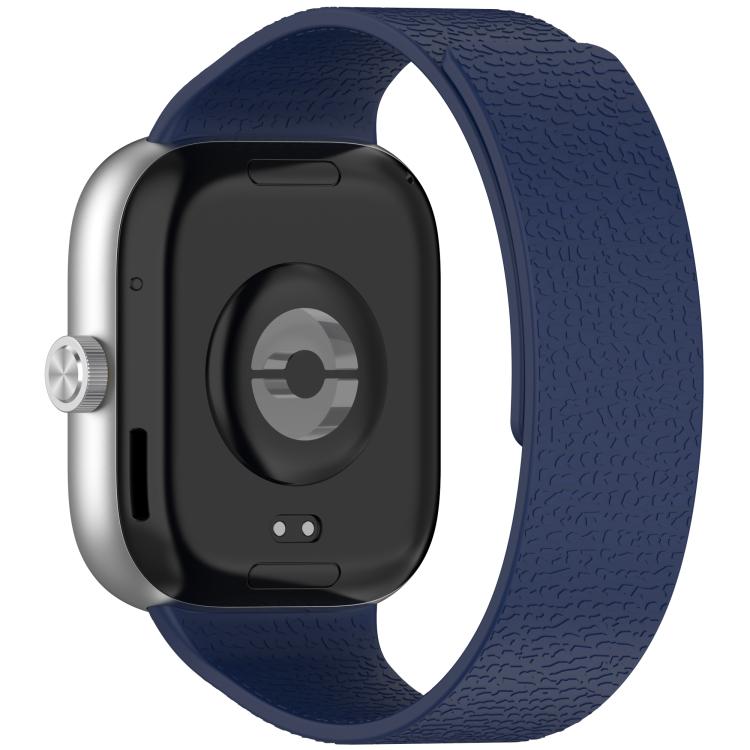 For Xiaomi Band 10 Pro / 9 Pro / Redmi Watch 6 Metal Plug Lychee Texture Soft Magnetic Silicone Watch Band