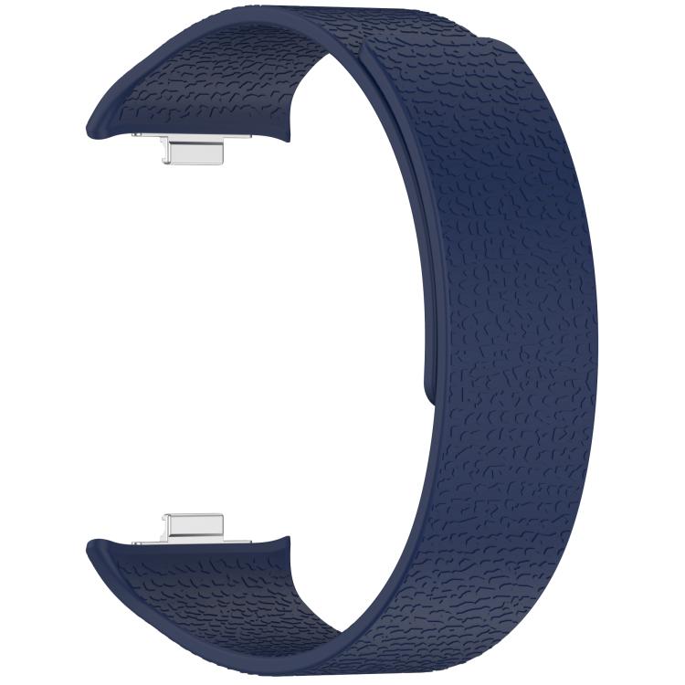 For Xiaomi Band 10 Pro / 9 Pro / Redmi Watch 6 Metal Plug Lychee Texture Soft Magnetic Silicone Watch Band