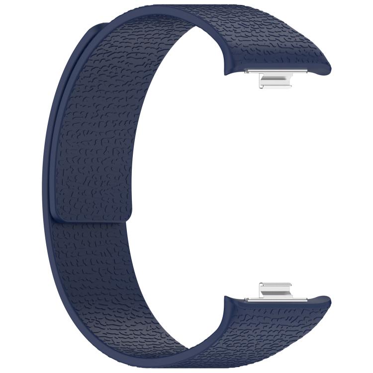 For Xiaomi Band 10 Pro / 9 Pro / Redmi Watch 6 Metal Plug Lychee Texture Soft Magnetic Silicone Watch Band