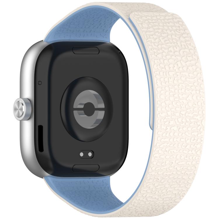 For Xiaomi Band 10 Pro / 9 Pro / Redmi Watch 6 Metal Plug Lychee Texture Soft Magnetic Silicone Watch Band