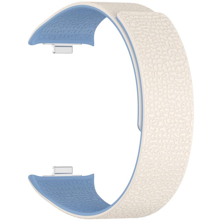 For Xiaomi Band 10 Pro / 9 Pro / Redmi Watch 6 Metal Plug Lychee Texture Soft Magnetic Silicone Watch Band