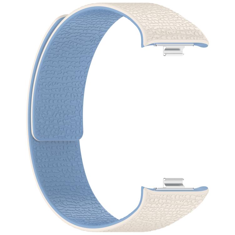 For Xiaomi Band 10 Pro / 9 Pro / Redmi Watch 6 Metal Plug Lychee Texture Soft Magnetic Silicone Watch Band