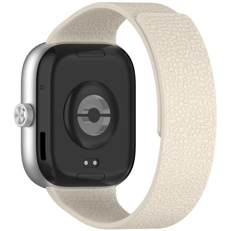 For Xiaomi Band 10 Pro / 9 Pro / Redmi Watch 6 Metal Plug Lychee Texture Soft Magnetic Silicone Watch Band