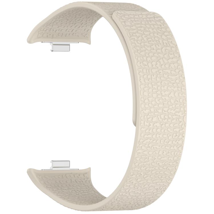For Xiaomi Band 10 Pro / 9 Pro / Redmi Watch 6 Metal Plug Lychee Texture Soft Magnetic Silicone Watch Band