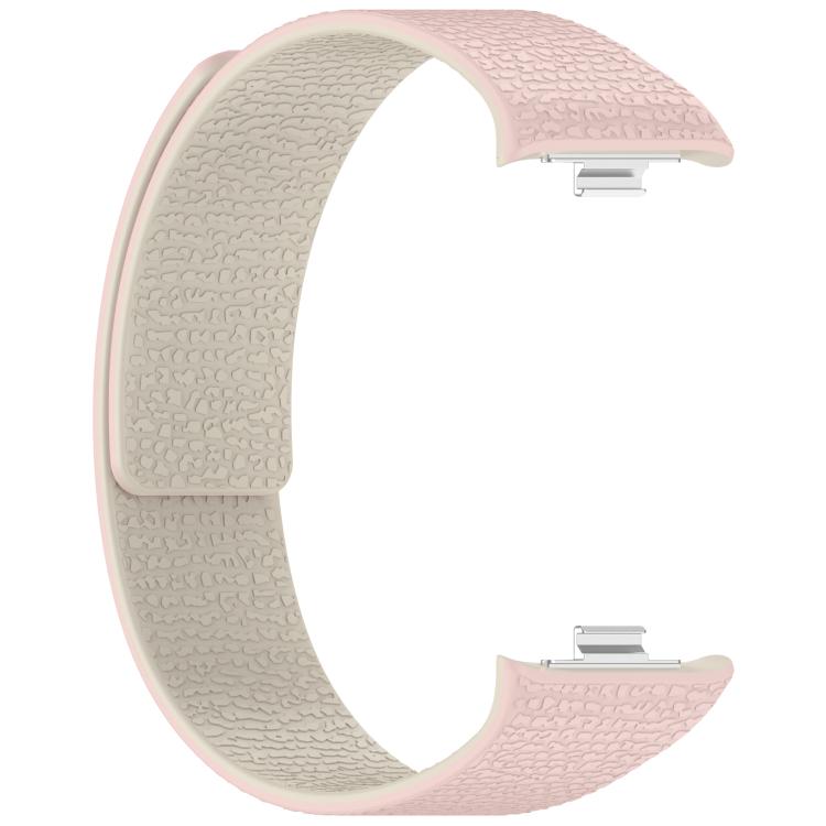 For Xiaomi Band 10 Pro / 9 Pro / Redmi Watch 6 Metal Plug Lychee Texture Soft Magnetic Silicone Watch Band
