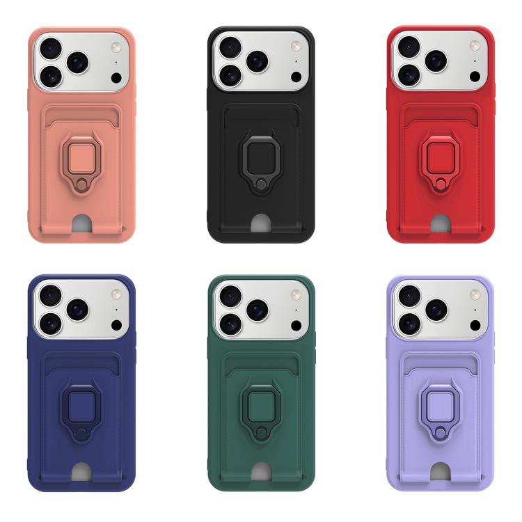 For iPhone 17 Pro Max Sliding Camshield Magnetic Card Holder Silicone Phone Case with Lanyard