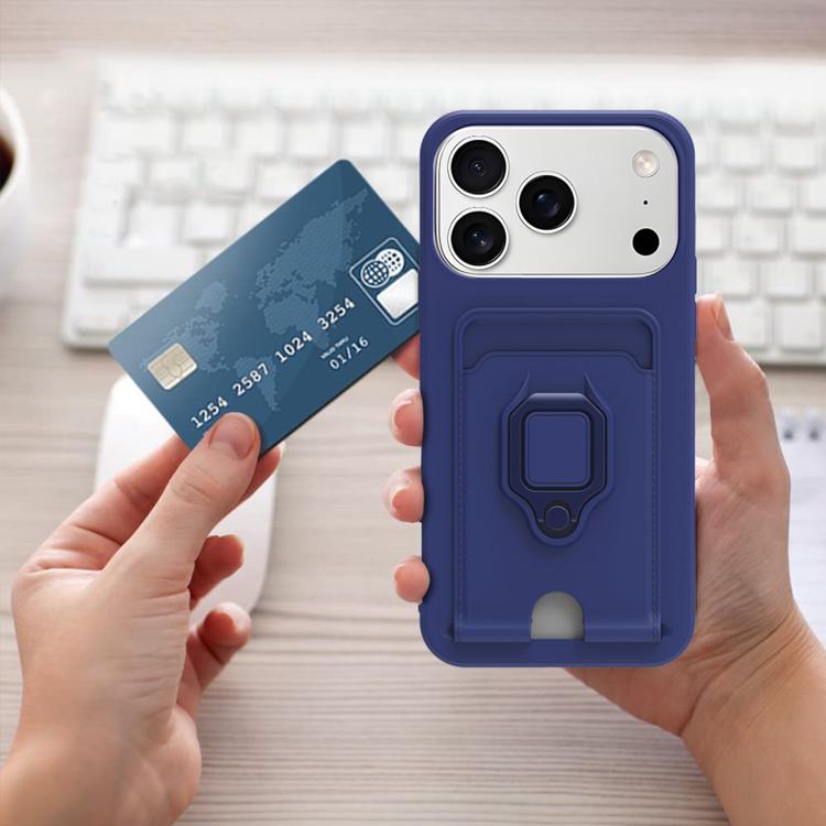 For iPhone 17 Sliding Camshield Magnetic Card Holder Silicone Phone Case with Lanyard