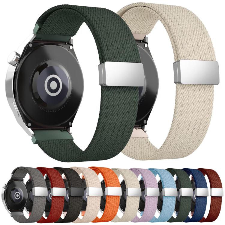 20mm Single Color Magnetic Snap Four Strand Elastic Nylon Watch Band