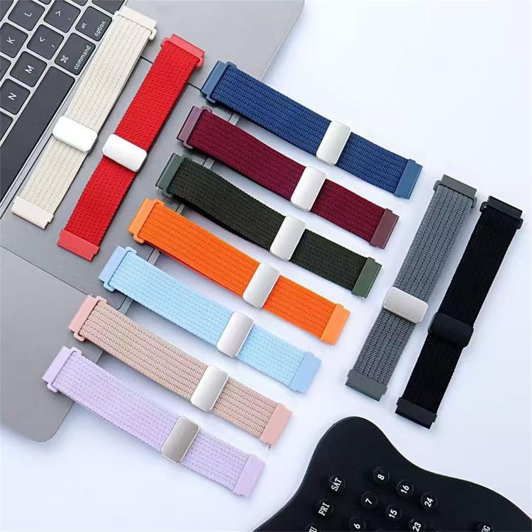20mm Single Color Magnetic Snap Four Strand Elastic Nylon Watch Band