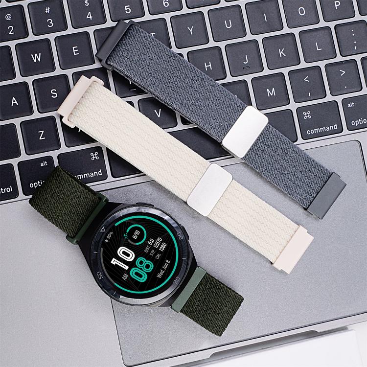 20mm Single Color Magnetic Snap Four Strand Elastic Nylon Watch Band