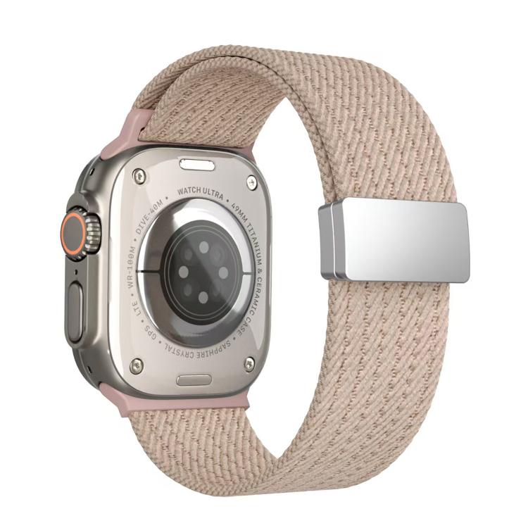 For Apple Watch 42mm / 41mm / 40mm / 38mm Single Color Magnetic Snap Four Strand Elastic Nylon Watch Band