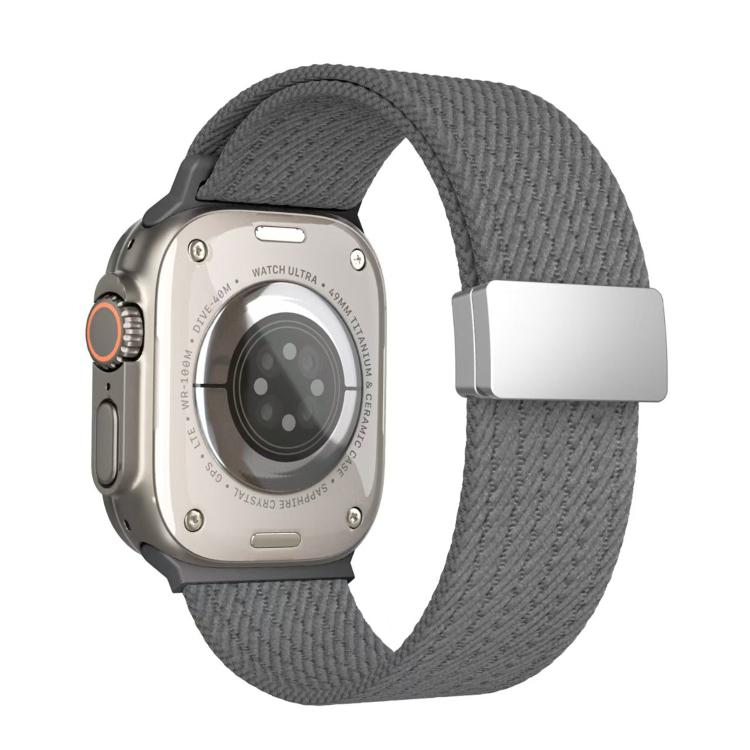 For Apple Watch 42mm / 41mm / 40mm / 38mm Single Color Magnetic Snap Four Strand Elastic Nylon Watch Band