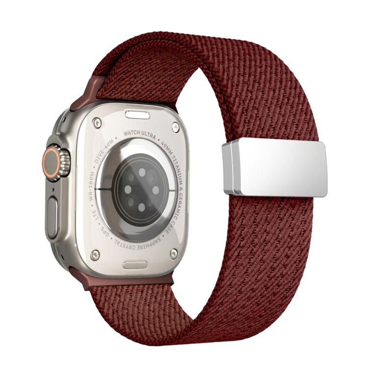 For Apple Watch 42mm / 41mm / 40mm / 38mm Single Color Magnetic Snap Four Strand Elastic Nylon Watch Band