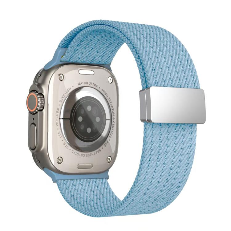 For Apple Watch 42mm / 41mm / 40mm / 38mm Single Color Magnetic Snap Four Strand Elastic Nylon Watch Band