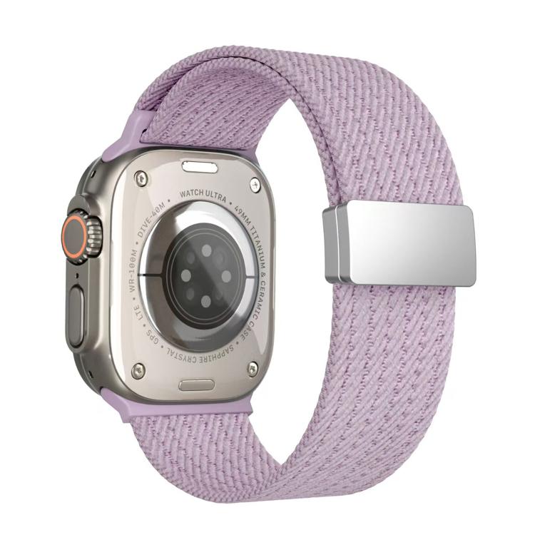 For Apple Watch 42mm / 41mm / 40mm / 38mm Single Color Magnetic Snap Four Strand Elastic Nylon Watch Band