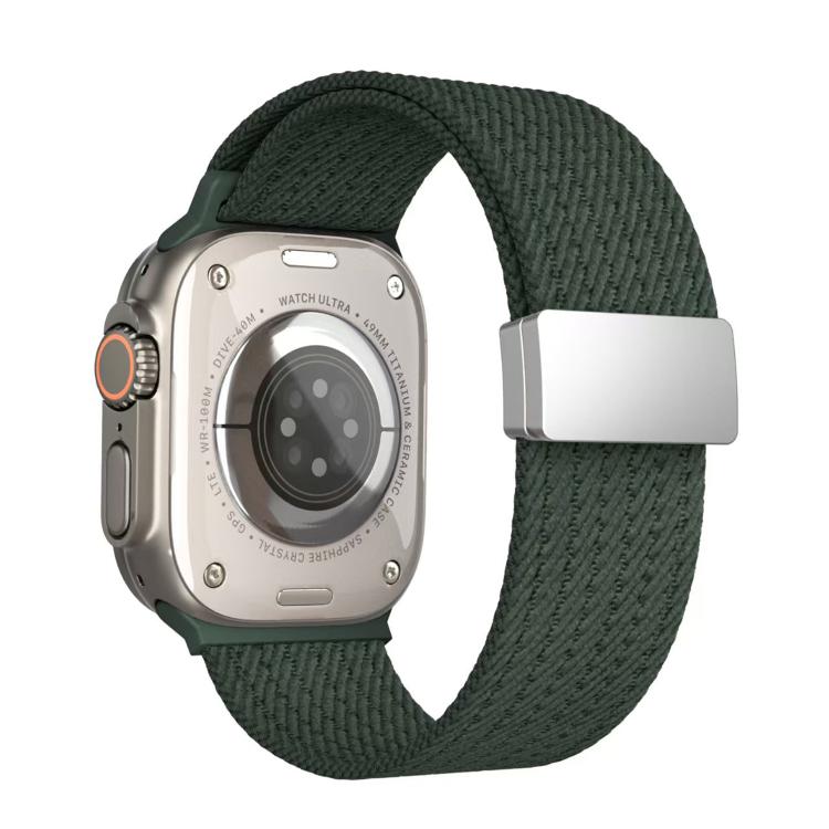 For Apple Watch 46mm / 49mm / 45mm / 44mm Single Color Magnetic Snap Four Strand Elastic Nylon Watch Band
