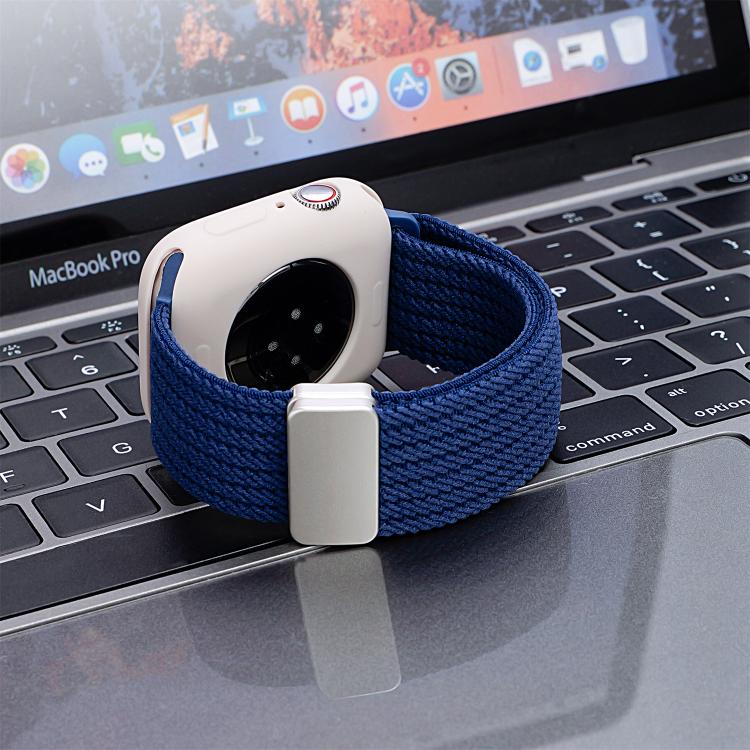 For Apple Watch 46mm / 49mm / 45mm / 44mm Single Color Magnetic Snap Four Strand Elastic Nylon Watch Band