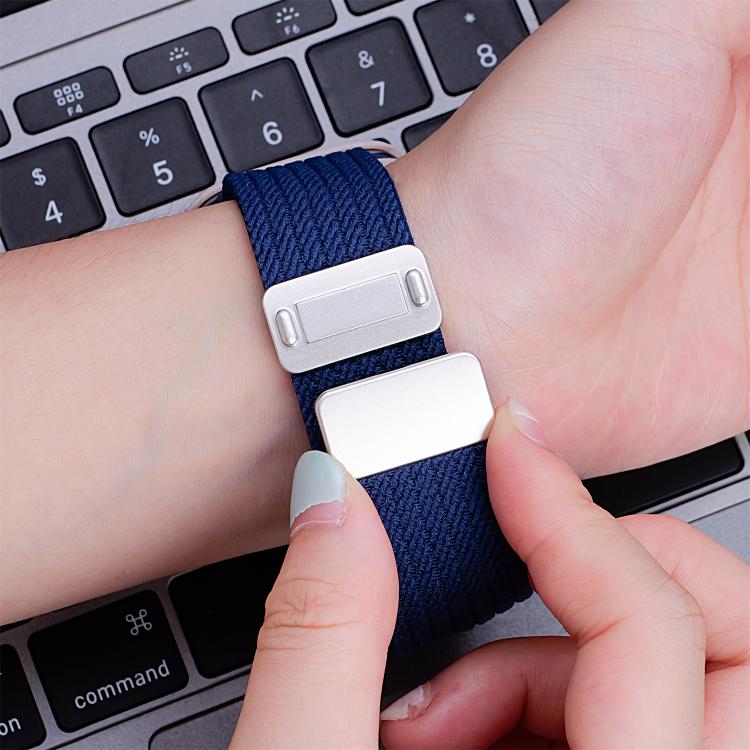 For Apple Watch 46mm / 49mm / 45mm / 44mm Single Color Magnetic Snap Four Strand Elastic Nylon Watch Band