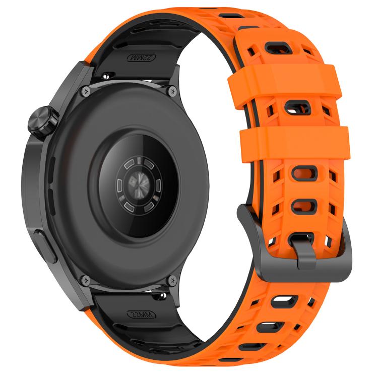 22mm Mecha Style Breathable Two Color Silicone Watch Band