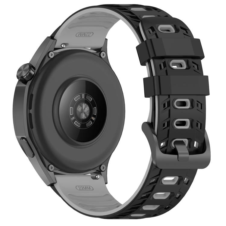 22mm Mecha Style Breathable Two Color Silicone Watch Band