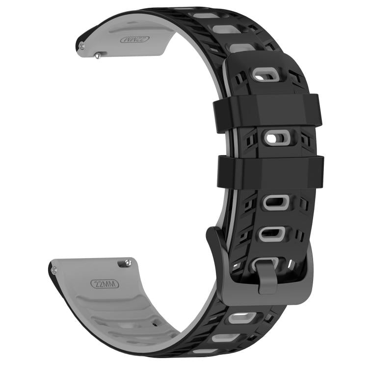 22mm Mecha Style Breathable Two Color Silicone Watch Band