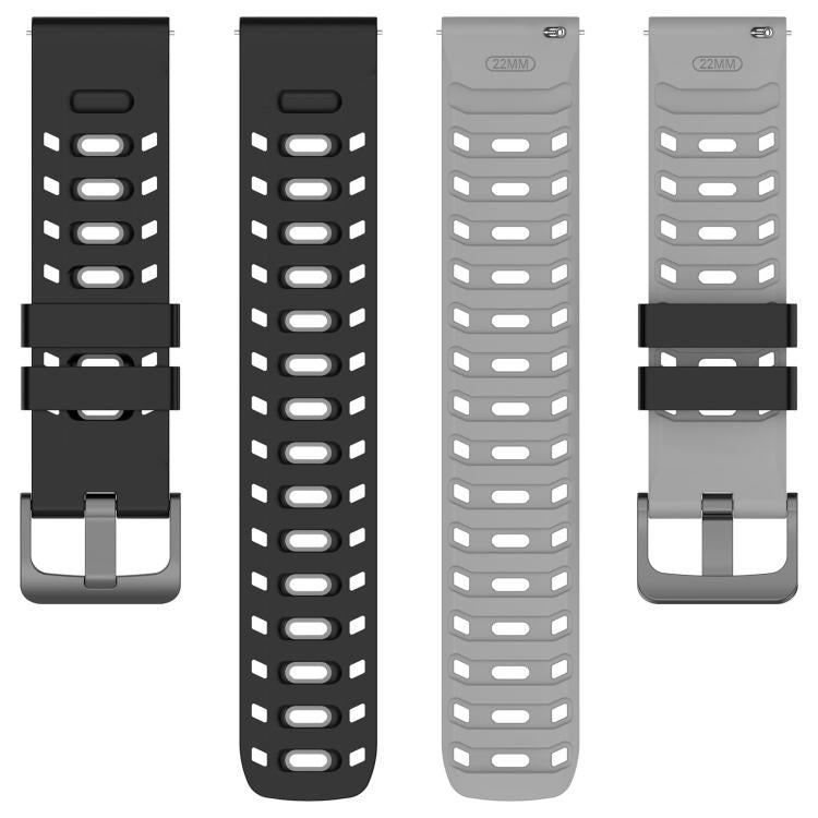 22mm Mecha Style Breathable Two Color Silicone Watch Band