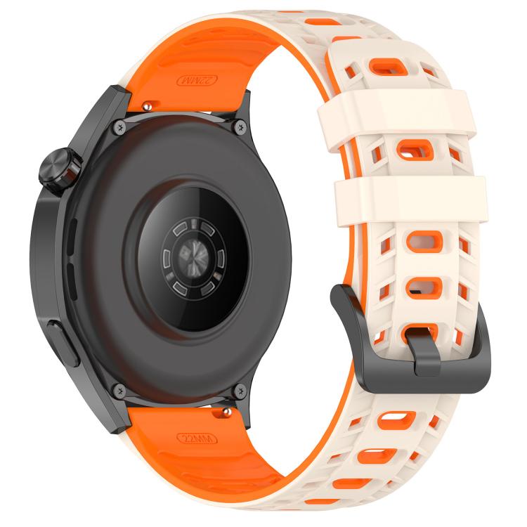 22mm Mecha Style Breathable Two Color Silicone Watch Band