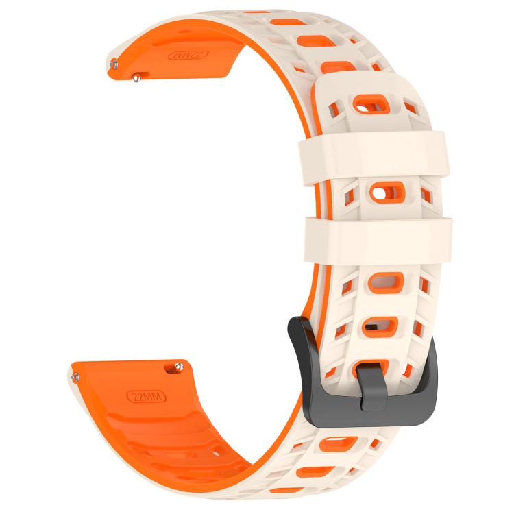 22mm Mecha Style Breathable Two Color Silicone Watch Band