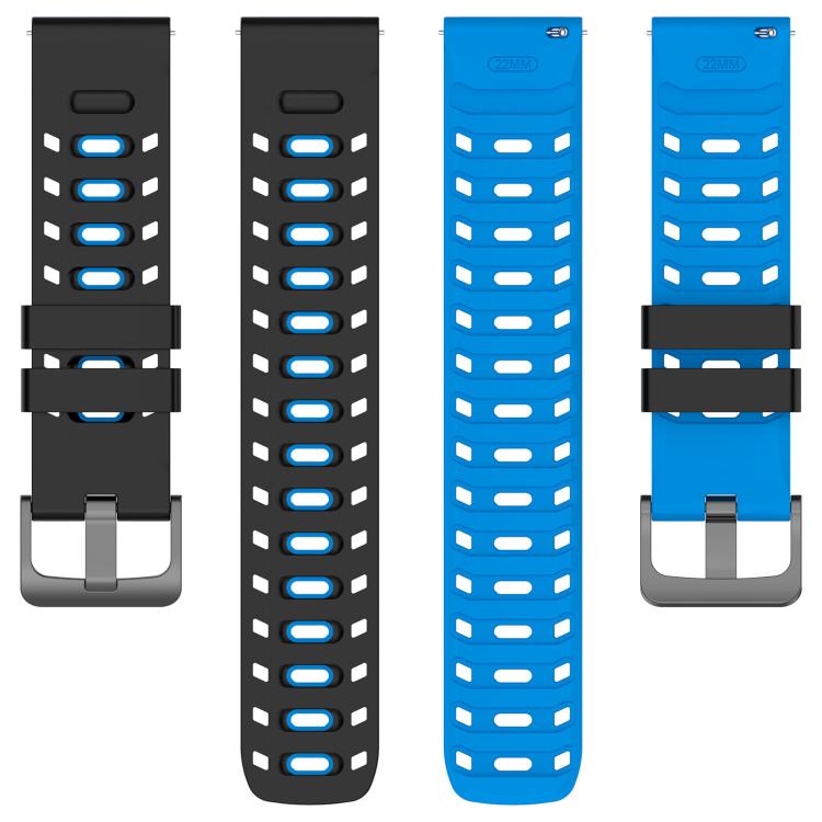 22mm Mecha Style Breathable Two Color Silicone Watch Band