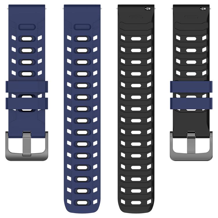 22mm Mecha Style Breathable Two Color Silicone Watch Band