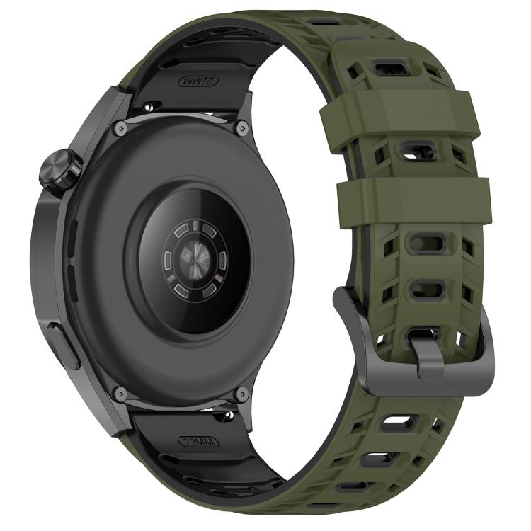 22mm Mecha Style Breathable Two Color Silicone Watch Band