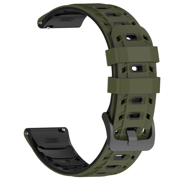 22mm Mecha Style Breathable Two Color Silicone Watch Band