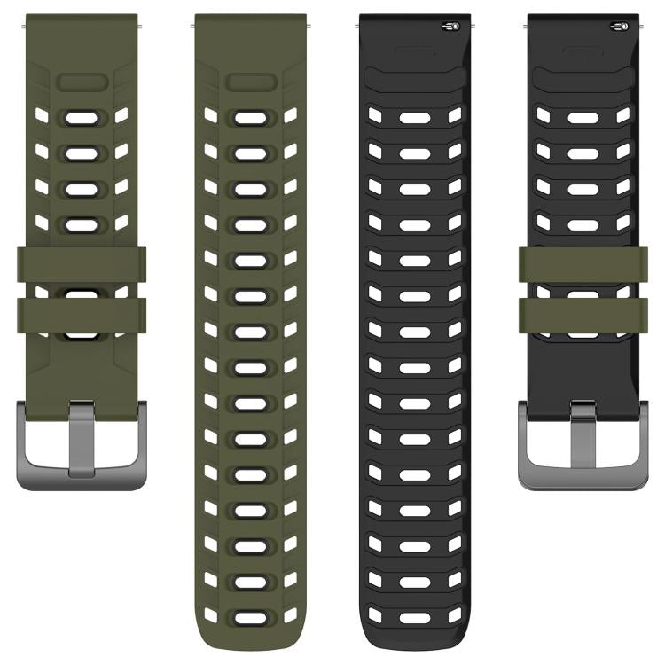 22mm Mecha Style Breathable Two Color Silicone Watch Band