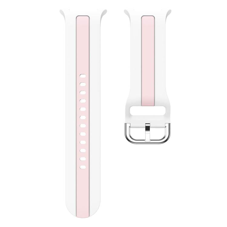 For Samsung Galaxy Watch8 / Watch8 Classic Silver Buckle Vertical Stripe Two Color Silicone Watch Band