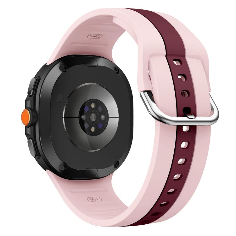 For Samsung Galaxy Watch8 / Watch8 Classic Silver Buckle Vertical Stripe Two Color Silicone Watch Band