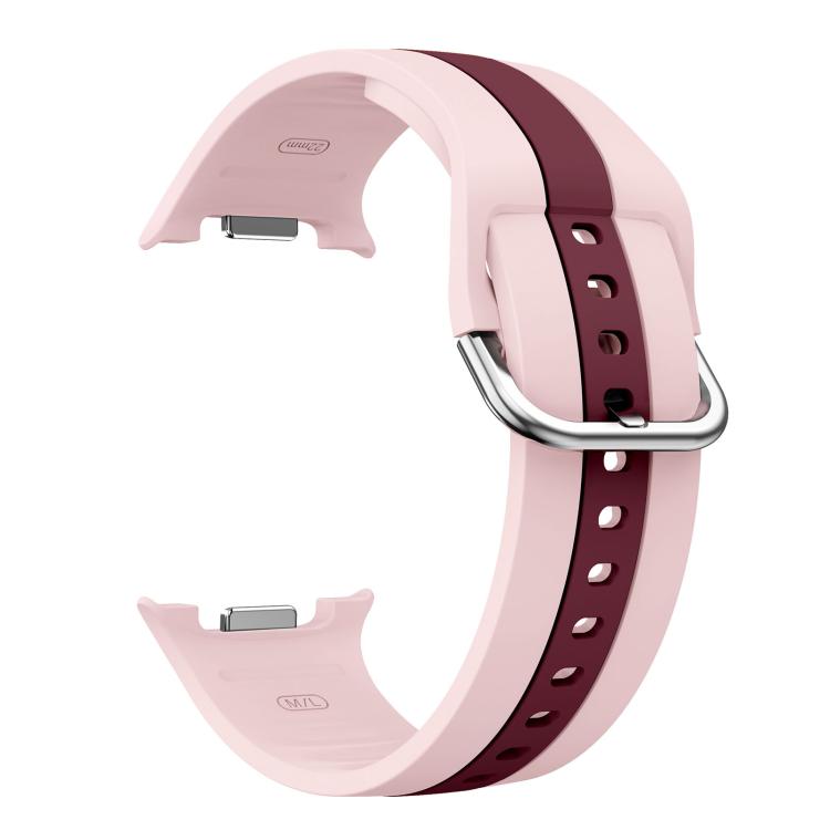 For Samsung Galaxy Watch8 / Watch8 Classic Silver Buckle Vertical Stripe Two Color Silicone Watch Band