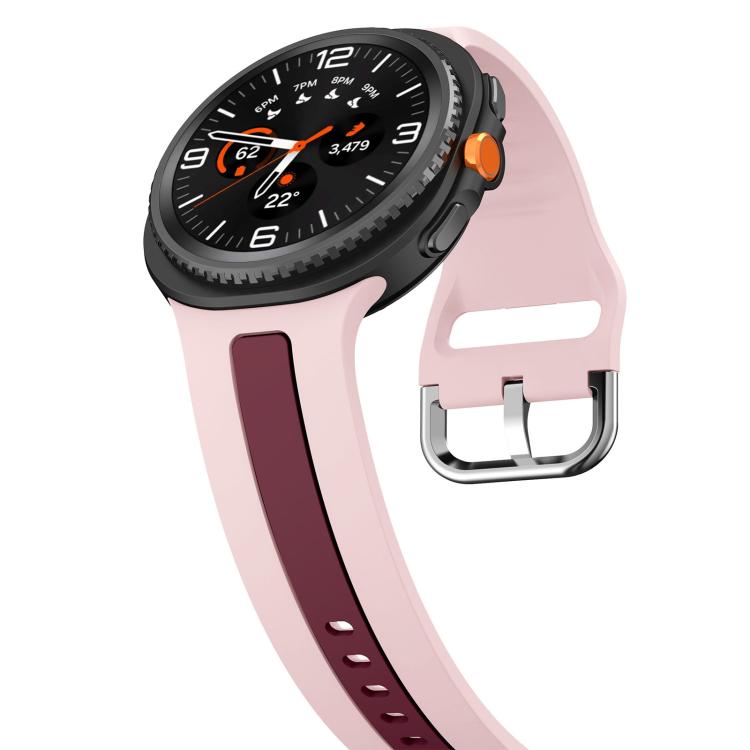 For Samsung Galaxy Watch8 / Watch8 Classic Silver Buckle Vertical Stripe Two Color Silicone Watch Band
