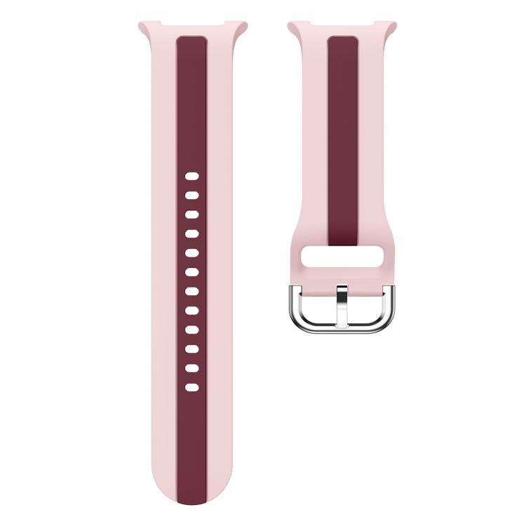 For Samsung Galaxy Watch8 / Watch8 Classic Silver Buckle Vertical Stripe Two Color Silicone Watch Band