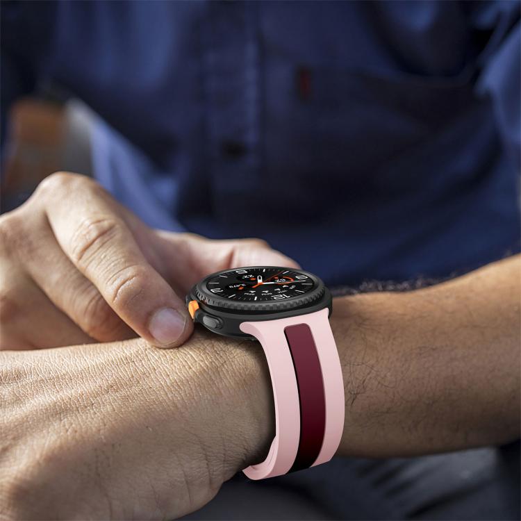 For Samsung Galaxy Watch8 / Watch8 Classic Silver Buckle Vertical Stripe Two Color Silicone Watch Band