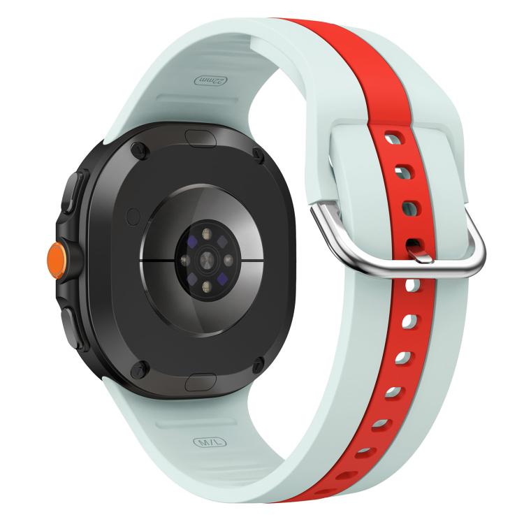 For Samsung Galaxy Watch8 / Watch8 Classic Silver Buckle Vertical Stripe Two Color Silicone Watch Band