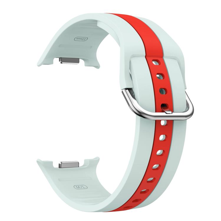 For Samsung Galaxy Watch8 / Watch8 Classic Silver Buckle Vertical Stripe Two Color Silicone Watch Band