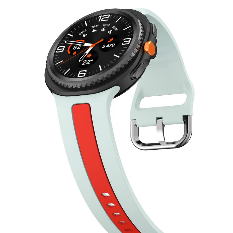 For Samsung Galaxy Watch8 / Watch8 Classic Silver Buckle Vertical Stripe Two Color Silicone Watch Band