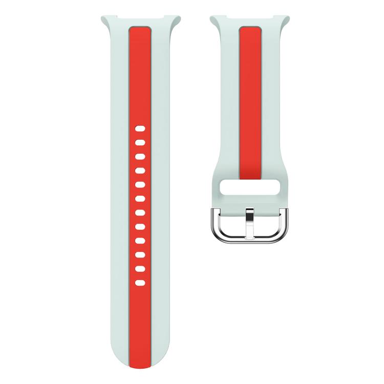 For Samsung Galaxy Watch8 / Watch8 Classic Silver Buckle Vertical Stripe Two Color Silicone Watch Band