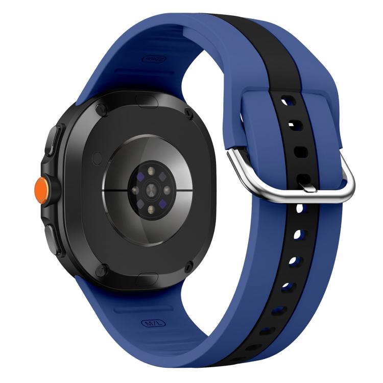 For Samsung Galaxy Watch8 / Watch8 Classic Silver Buckle Vertical Stripe Two Color Silicone Watch Band