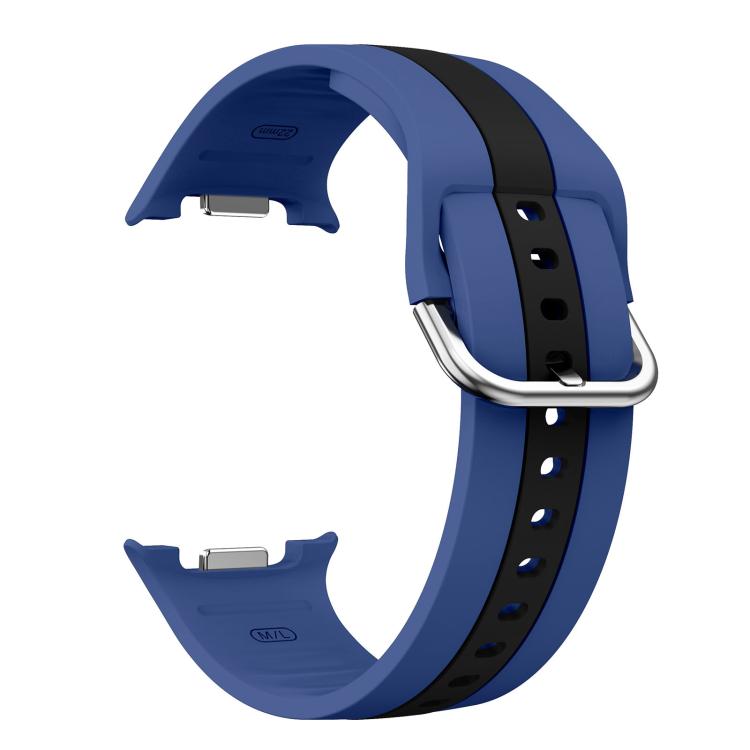 For Samsung Galaxy Watch8 / Watch8 Classic Silver Buckle Vertical Stripe Two Color Silicone Watch Band